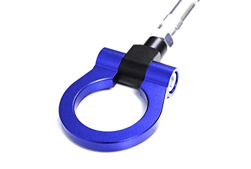 iJDMTOY Blue Track Racing Style Tow Hook Ring Compatible with BMW 1 2 3 4 5 X1 X3 X4 X5 X6 Series, Compatible with Mini Cooper F54 F55 R60 R61, Made of Lightweight Aluminum