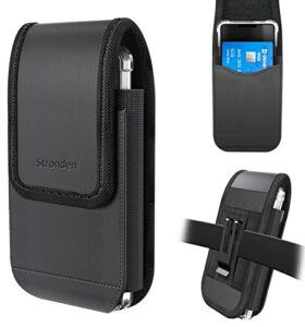 stronden holster for iphone 11 pro, xs, x holster, vertical leather holster with belt clip [magnetic closure] pouch w/built in id card holder (fits otterbox symmetry/slim case on)