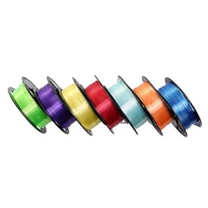 Shiny Silk PLA 3D Printer Filament 7 Spools Bundle, 1.75mm Bright Red Blue Yellow Green Cyan Orange Purple PLA 7 in 1 Rainbow Colors, Each Roll 0.5kg Total 3.5kgs with One Bag Sample Color Gift MKOEM