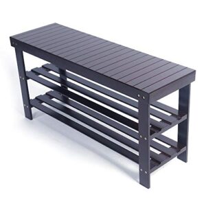 henf 3-tier bamboo shoe rack bench, shoe organizer, storage shelf, holds up to 551lb,dimensions 35.43 x 11.02 x 17.72,coffee