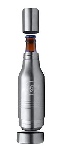 AUGood Beer Bottle Cooler: Stainless Steel Double Wall Bottle Insulator with Cover/Includes Bottle Opener and fit's long neck and standard neck 12oz bottles