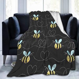 live & love micro fleece blanket throw blanket bumble bees print ultra-soft fuzzy light weight cozy warm fluffy plush blanket microfiber for bed couch chair living room fall winter spring