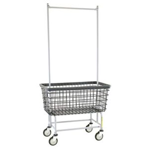 r&b wire™ 201h56/d7 wire laundry cart, 6 bushel with double pole rack, dura-seven™, seven year no rust guarantee, made in usa