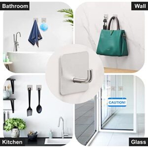 Budding Joy Adhesive Hooks Heavy Duty Stick on Wall Towel Door Waterproof Stainless Steel Holders for Hanging Clothes Bathroom Hook 4 Pack