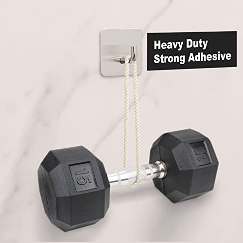 Budding Joy Adhesive Hooks Heavy Duty Stick on Wall Towel Door Waterproof Stainless Steel Holders for Hanging Clothes Bathroom Hook 4 Pack