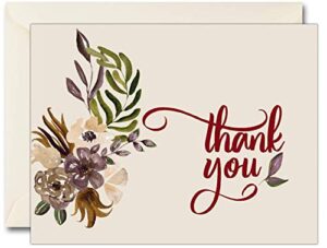 funeral thank you cards - sympathy bereavement thank you cards with envelopes - message inside (25, fall flowers)
