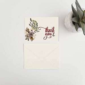 Funeral Thank You Cards - Sympathy Bereavement Thank You Cards With Envelopes - Message Inside (25, Fall Flowers)