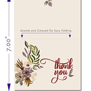 Funeral Thank You Cards - Sympathy Bereavement Thank You Cards With Envelopes - Message Inside (25, Fall Flowers)