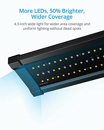 NICREW ClassicLED Gen 2 Aquarium Light, Dimmable LED Fish Tank Light with 2-Channel Control, White and Blue LEDs, High Output, Size 18 to 24 Inch, 15 Watts