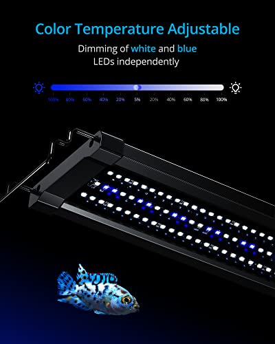 NICREW ClassicLED Gen 2 Aquarium Light, Dimmable LED Fish Tank Light with 2-Channel Control, White and Blue LEDs, High Output, Size 18 to 24 Inch, 15 Watts