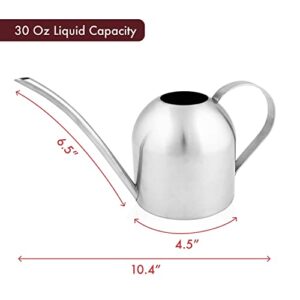 Homarden Stainless Steel Watering Can, Long Spout for No Spillage, Indoor/Outdoor Plants, Ideal 30 oz.