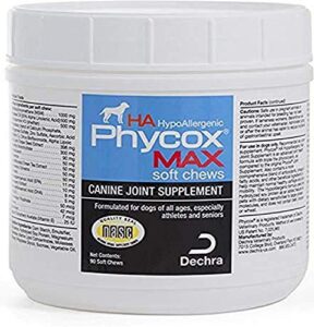 dechra phycox max hypoallergenic (ha) soft chews, joint supplement for dogs (90ct)
