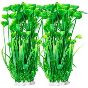 2 Pcs Artificial Green Water Plants, Fish Tank Aquarium Decorations, Made of Soft Plastic