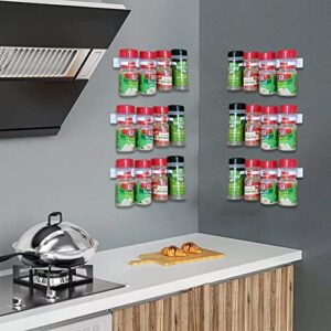 Plastic Kitchen Spice Rack Organizer 20 Spice Gripper Clip Strips Cabinet Door for Spice Containers - 4 Strips, Holds 20 Jars