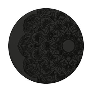 Black Carnation Mandala Floral Lotus Retro Art Zen Yoga Gift PopSockets PopGrip: Swappable Grip for Phones & Tablets