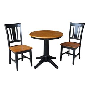 international concepts 30" round top pedestal table - with 2 san remo chairs, black/cherry