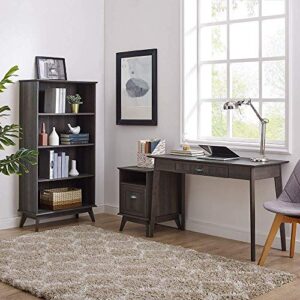 Newport Series Home Office Computer Writing Desk with Fully Extended Drawer | Laptop PC Workstation with USB Hub | Sturdy and Stylish | Easy Assembly| Smoke Oak Wood Look Accent Living Room Furniture