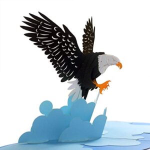 cute popup - father day card, 4th of july cards, 3d unique bald eagle card, independence day pop up cards, father's day card - eagle scout present, perfect 3d card eagle for family and friends on any occasion