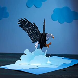 CUTE POPUP - Father Day Card, 4th of July Cards, 3D Unique Bald Eagle Card, Independence Day Pop Up Cards, Father's Day Card - Eagle Scout Present, Perfect 3D Card Eagle for Family and Friends on Any Occasion