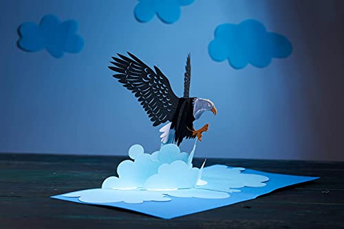 CUTE POPUP - Father Day Card, 4th of July Cards, 3D Unique Bald Eagle Card, Independence Day Pop Up Cards, Father's Day Card - Eagle Scout Present, Perfect 3D Card Eagle for Family and Friends on Any Occasion