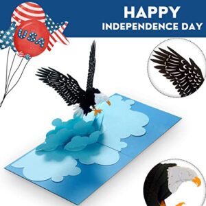 CUTE POPUP - Father Day Card, 4th of July Cards, 3D Unique Bald Eagle Card, Independence Day Pop Up Cards, Father's Day Card - Eagle Scout Present, Perfect 3D Card Eagle for Family and Friends on Any Occasion