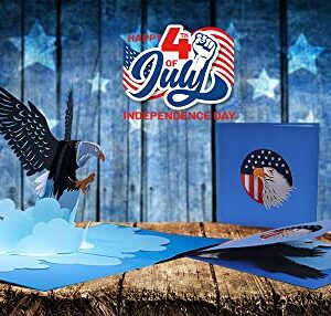 CUTE POPUP - Father Day Card, 4th of July Cards, 3D Unique Bald Eagle Card, Independence Day Pop Up Cards, Father's Day Card - Eagle Scout Present, Perfect 3D Card Eagle for Family and Friends on Any Occasion