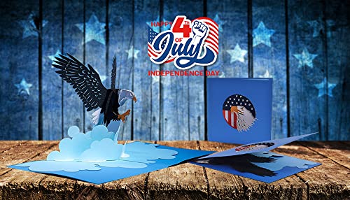 CUTE POPUP - Father Day Card, 4th of July Cards, 3D Unique Bald Eagle Card, Independence Day Pop Up Cards, Father's Day Card - Eagle Scout Present, Perfect 3D Card Eagle for Family and Friends on Any Occasion