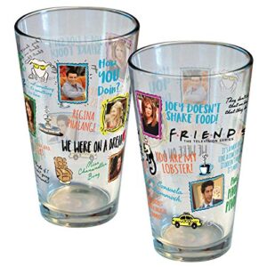 Friends Famous Classic Quotes 16oz pint glass Friends The TV Show (1 Glass Included)