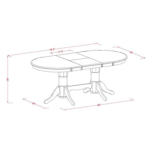 East West Furniture VAAB7-LWH-02 7Pc Dinette Set Includes a 59/76.4 Inch Oval Dining Table with Butterfly Leaf and 6 Parson Chair White Leg and Linen Fabric Light Beige, 7 Pieces