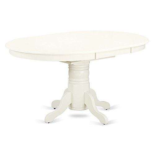 East West Furniture VAAB7-LWH-02 7Pc Dinette Set Includes a 59/76.4 Inch Oval Dining Table with Butterfly Leaf and 6 Parson Chair White Leg and Linen Fabric Light Beige, 7 Pieces