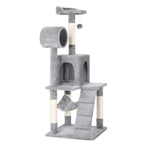 yaheetech cat tree tower kitten condo scratching post with hammock tunnel 51in