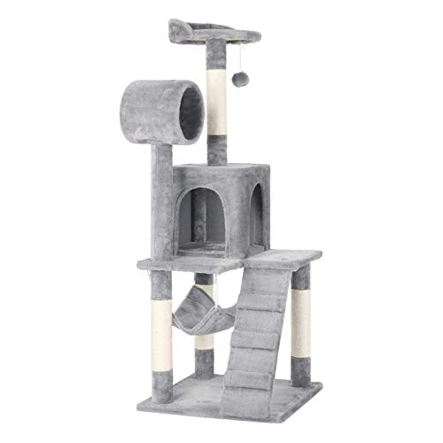 Yaheetech Cat Tree Tower Kitten Condo Scratching Post with Hammock Tunnel 51in