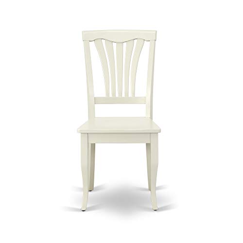 East West Furniture VAAV7-LWH-W 7Pc Dinette Set Includes a 59/76.4 Inch Oval Table with Butterfly Leaf and 6 Wood Seat Dining Chairs, Linen White Finish