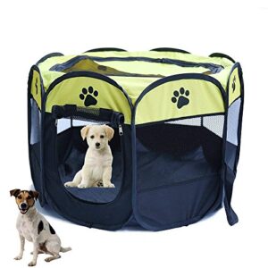 pop up tent pet playpen carrier dog cat puppies portable foldable durable paw kennel yellow s