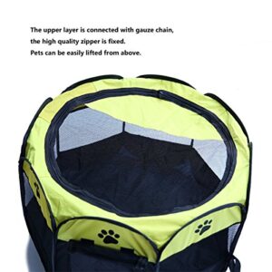 Pop Up Tent Pet Playpen Carrier Dog Cat Puppies Portable Foldable Durable Paw Kennel Yellow S