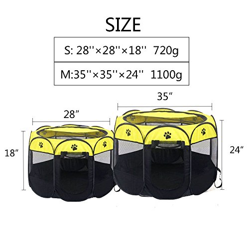 Pop Up Tent Pet Playpen Carrier Dog Cat Puppies Portable Foldable Durable Paw Kennel Yellow S