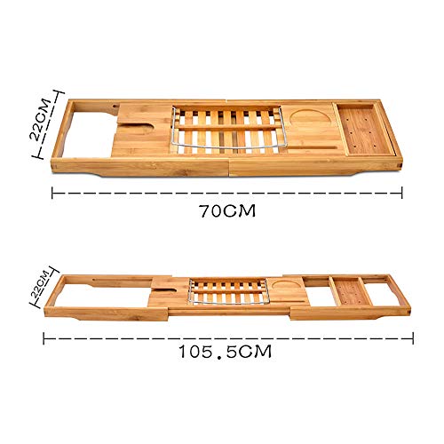 DDSKY Premium Bamboo Bathtub Caddy Tray Extendable Bath Tray Rack Bathtub Caddy Organizer with Wine Glass Holder, Book/Tablet Holder