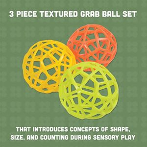 Constructive Playthings Kids Colorful Sensory Grab Balls, Multicolor (Set of 3)