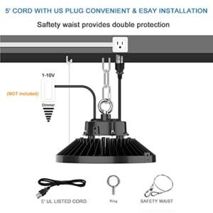 JOMITOP High Bay LED Light Fixture 240 Watt 1-10V Dimmable 36000 Lumens 900W HPS or MH Bulbs Equivalent,5000K Industrial Highbay Light,for Shopping Mall Stadium Exhibition Hall, AC 90-277V