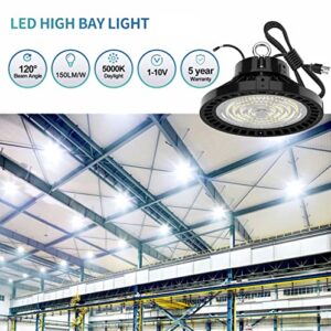 JOMITOP High Bay LED Light Fixture 240 Watt 1-10V Dimmable 36000 Lumens 900W HPS or MH Bulbs Equivalent,5000K Industrial Highbay Light,for Shopping Mall Stadium Exhibition Hall, AC 90-277V