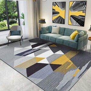 modern geometric area rug, easy clean fade resistant grey yellow abstract brush stroke rectangular carpet for living room/bedroom/kitchen,55.1x78.7in/4.5'x6.5'