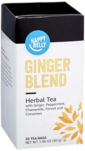 amazon brand - happy belly ginger herbal tea bags, 20 count