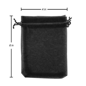 Stratalife Organza Bags 4x6 Jewelry Bags Drawstring Black Mesh Gift Bags Small Jewelry Pouches Candy Bags Party Favor Bags 100PCS (Black)