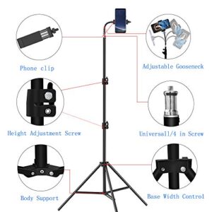 PIXEL Cell Tripod for iPhone Phone Tripod 80 inch Adjustable Phone Video Camera Video Recording Vlogging/Streaming/Photography Rotatable Live Video Stand Compatible with Most Mobile Phones