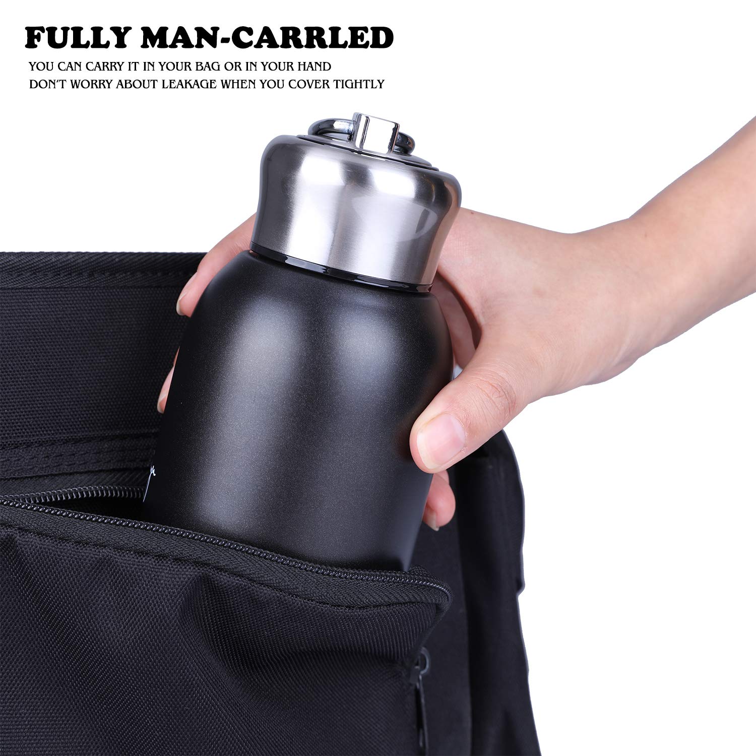 10.15oz/300ML Mini Thermal Mug Leak Proof Vacuum Flasks Travel Thermos Stainless Steel Drink Water Bottle Thermos Cups for Indoor and Outdoor (Black)