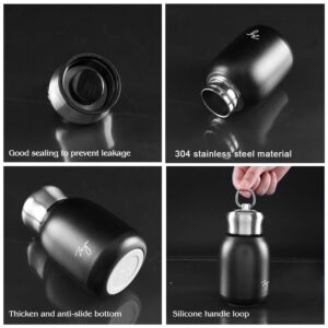 10.15oz/300ML Mini Thermal Mug Leak Proof Vacuum Flasks Travel Thermos Stainless Steel Drink Water Bottle Thermos Cups for Indoor and Outdoor (Black)