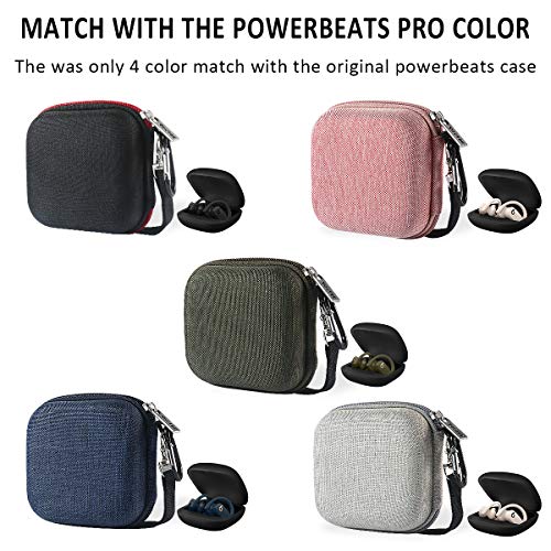 Youtec Compatible with Powerbeats pro Case Cover, Hard Travel Protective Carrying Storage Cover Case Nylon Accessories Bag Women Men with Lanyard + Carabiner Compatible with Power Beats Pro