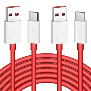 oneplus 8 pro warp charging cable, jelanry 6ft usb type c cable for oneplus 6t dash charging cable rapid data syncing rubber coating fast charger cable for oneplus 11 10 pro 8 7t 7 pro 6t 5t red 2pack