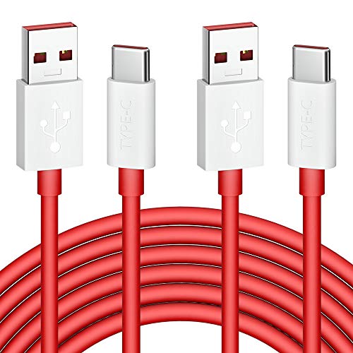 OnePlus 8 Pro Warp Charging Cable, Jelanry 6ft USB Type C Cable for OnePlus 6T Dash Charging Cable Rapid Data Syncing Rubber Coating Fast Charger Cable for OnePlus 11 10 Pro 8 7T 7 Pro 6T 5T Red 2Pack