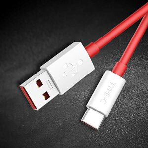 OnePlus 8 Pro Warp Charging Cable, Jelanry 6ft USB Type C Cable for OnePlus 6T Dash Charging Cable Rapid Data Syncing Rubber Coating Fast Charger Cable for OnePlus 11 10 Pro 8 7T 7 Pro 6T 5T Red 2Pack